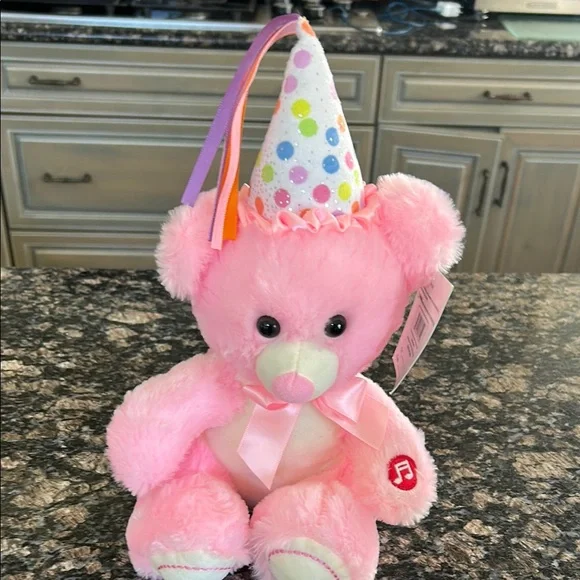 LINZY MUSCICAL HAPPY BIRTHDAY PINK TEDDY BEAR NWT - Picture 1 of 7